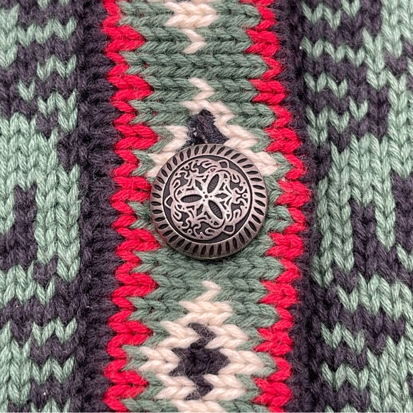 LL Bean Womens Vintage Fair Isle Cotton Nordic Cardigan Sweater Size Medium - Picture 7 of 14